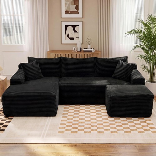 Black corduroy cloud couch - black,