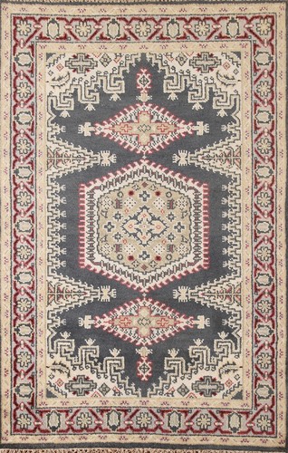 Geometric charcoal gray heriz - geometric, charcoal/