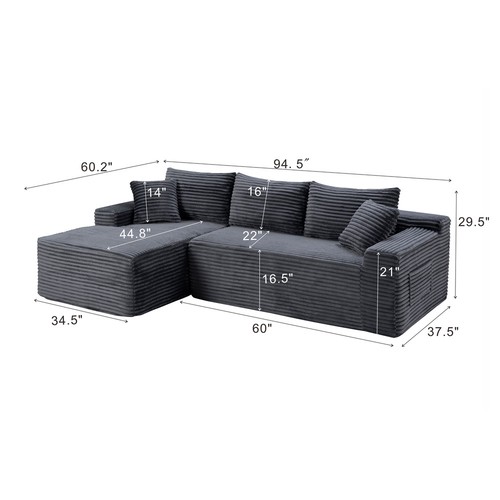 Sectional sofa couch with left - sofa,